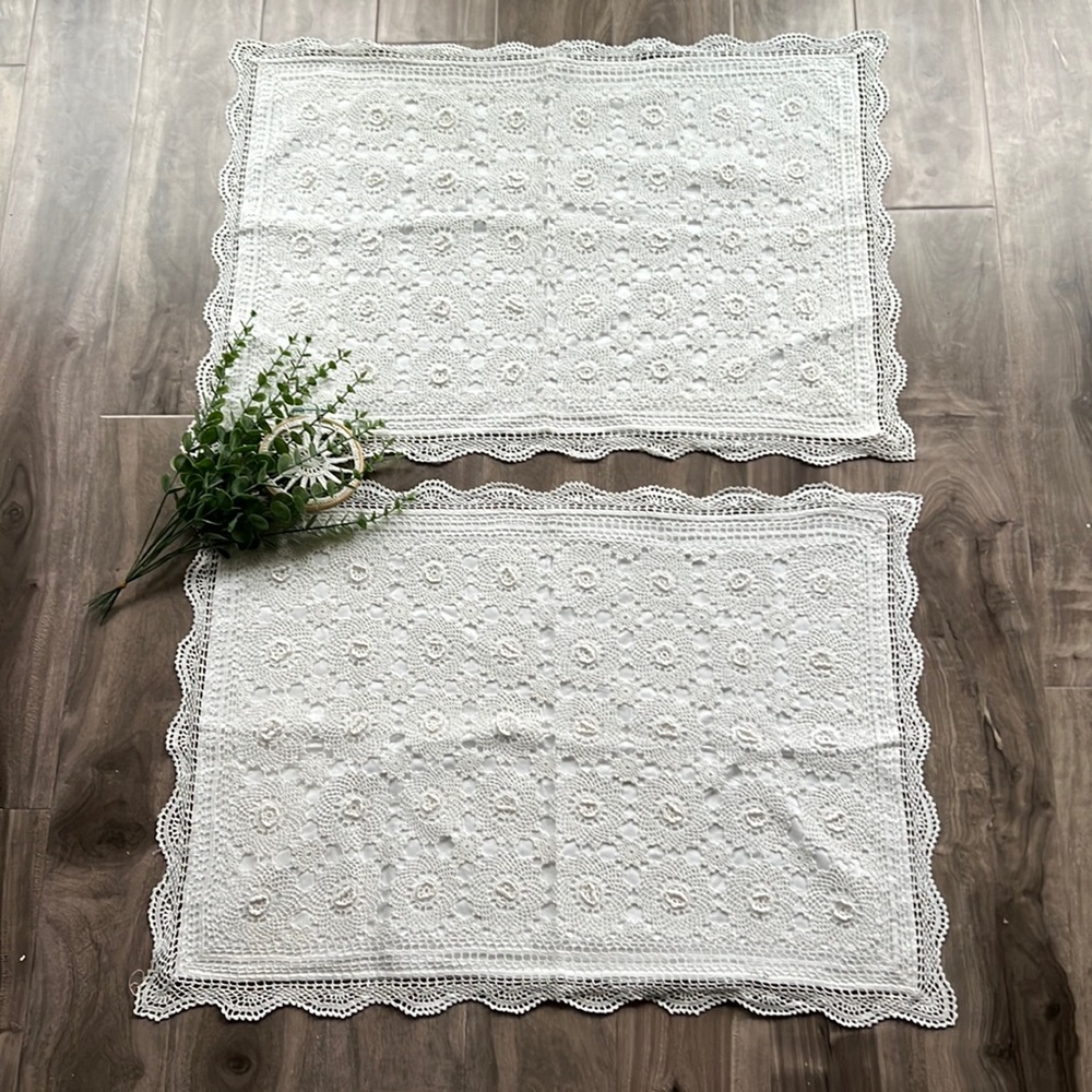 VINTAGE Farmhouse Eyelet lace standard full/Queen  pillow cases - NEW